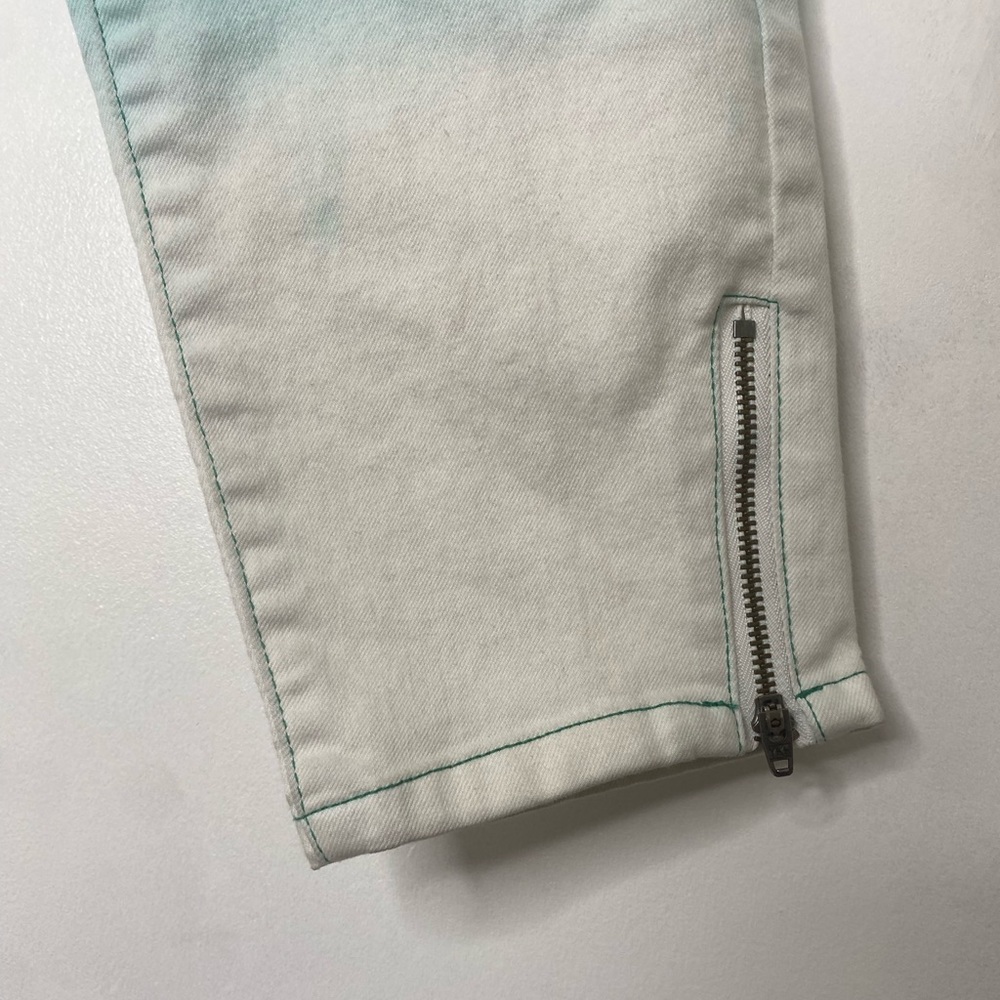 Prana Green Ombré Jeans w/ Ankle Zipper, Size 8 - Picture 2 of 5